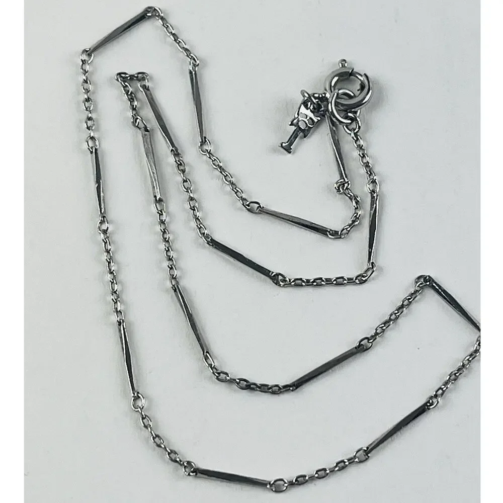 Crown Trifari Station Necklace Choker Silver Tone Dainty Logo Geometric Thin Ang